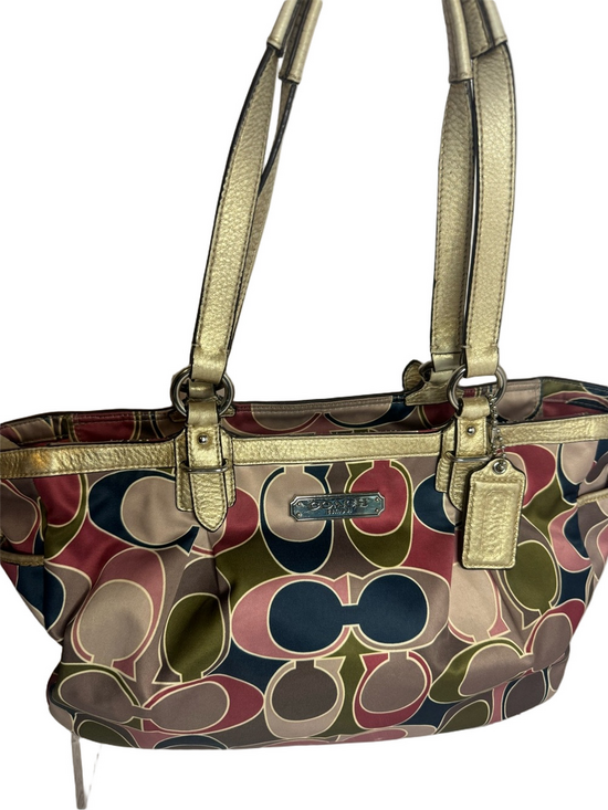 Coach Handbags - #300 Coach Signature Gallery Scarf Sateen Shoulder Tote Bag